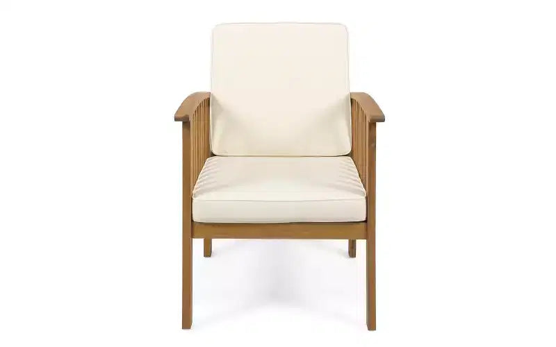 Ensemble de conversation 3 pièces en bois d'acacia pour patio, 2 fauteuils de club avec table d'appoint pour jardin/patio/terrasse