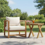 Ensemble de 2 sièges surdimensionnés en bois d'acacia avec coussins et table à lattes