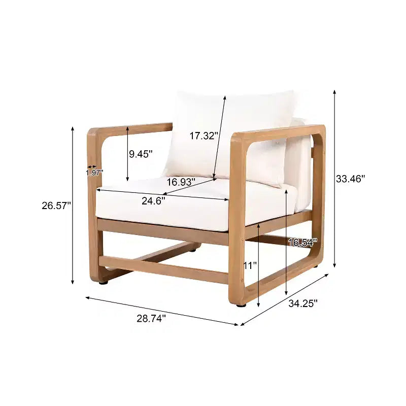 Ensemble de 2 sièges surdimensionnés en bois d'acacia avec coussins et table à lattes