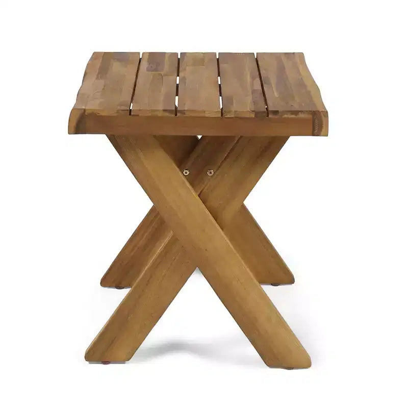 Ensemble de 2 sièges surdimensionnés en bois d'acacia avec coussins et table à lattes