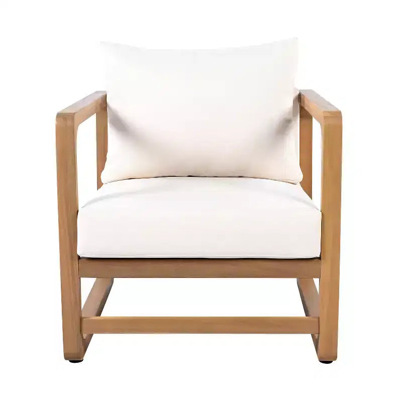Ensemble de 2 sièges surdimensionnés en bois d'acacia avec coussins et table à lattes