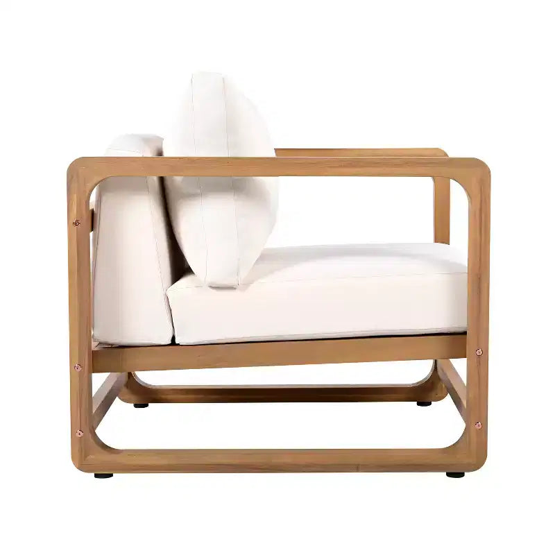 Ensemble de 2 sièges surdimensionnés en bois d'acacia avec coussins et table à lattes