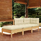 Ensemble de salon de jardin en pin massif avec coussins, plusieurs coloris