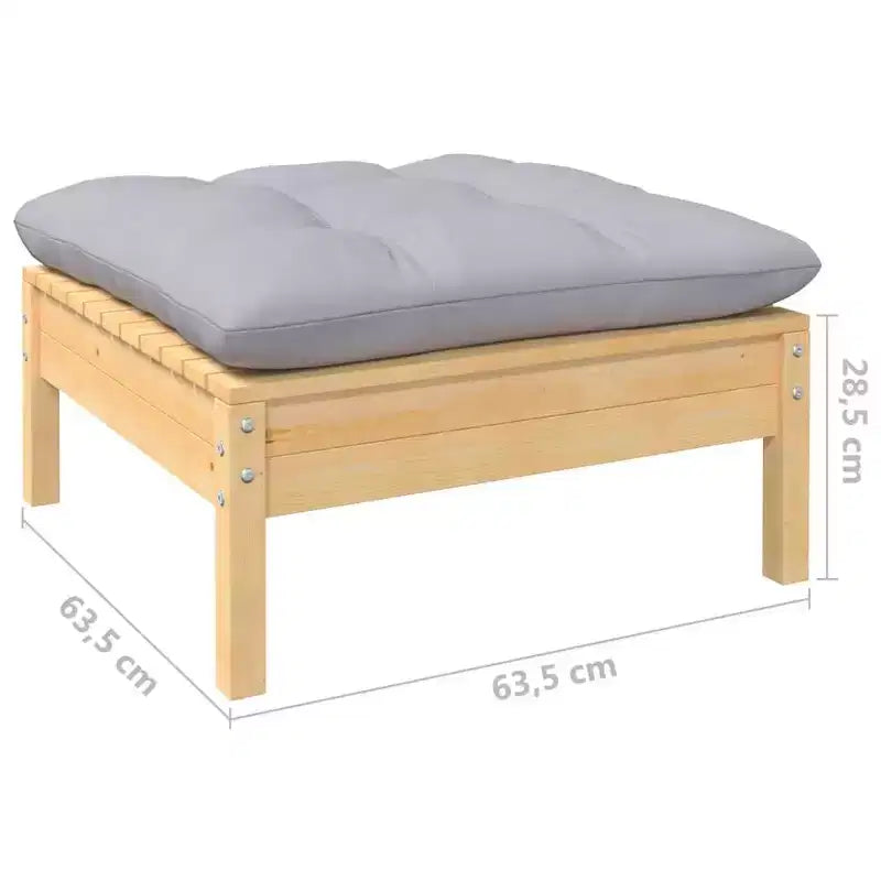Ensemble de salon de jardin en pin massif avec coussins, plusieurs coloris