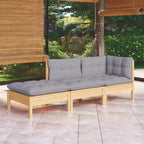 Ensemble de salon de jardin en pin massif avec coussins, plusieurs coloris