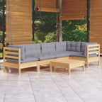 Ensemble de salon de jardin en pin massif avec coussins, coloris variés