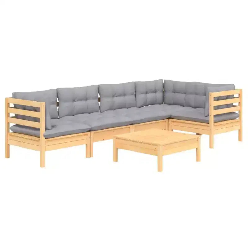 Ensemble de salon de jardin en pin massif avec coussins, coloris variés