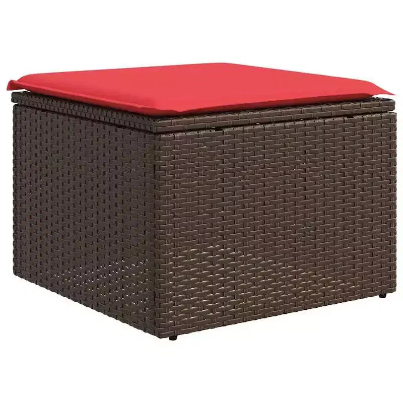Ensemble de canapés de jardin 8 pièces avec coussins en résine tressée marron - Marron et rouge avec table