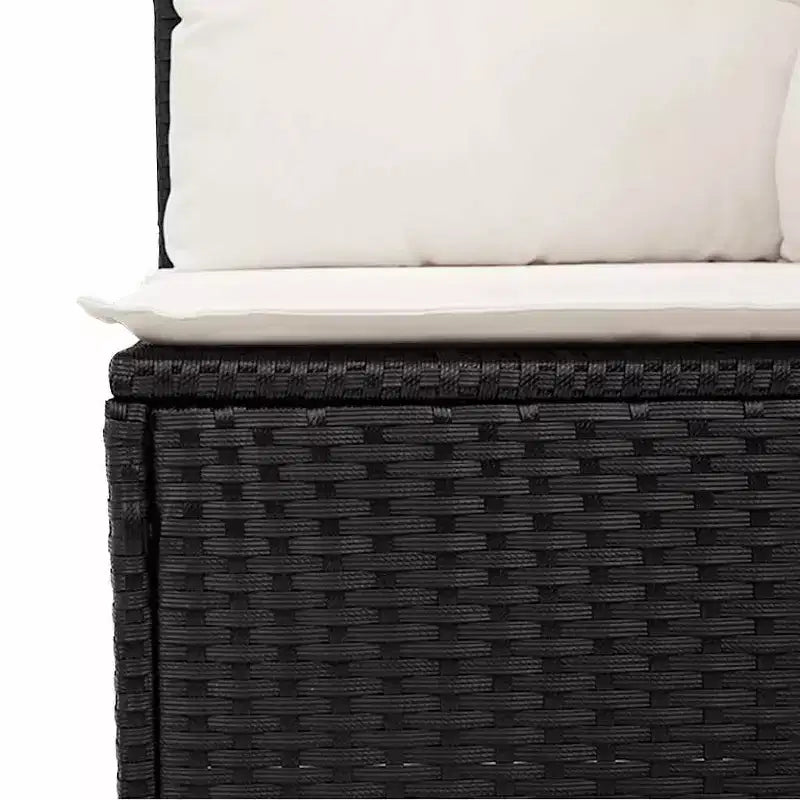 Canapé de jardin modulable avec coussins de différentes couleurs