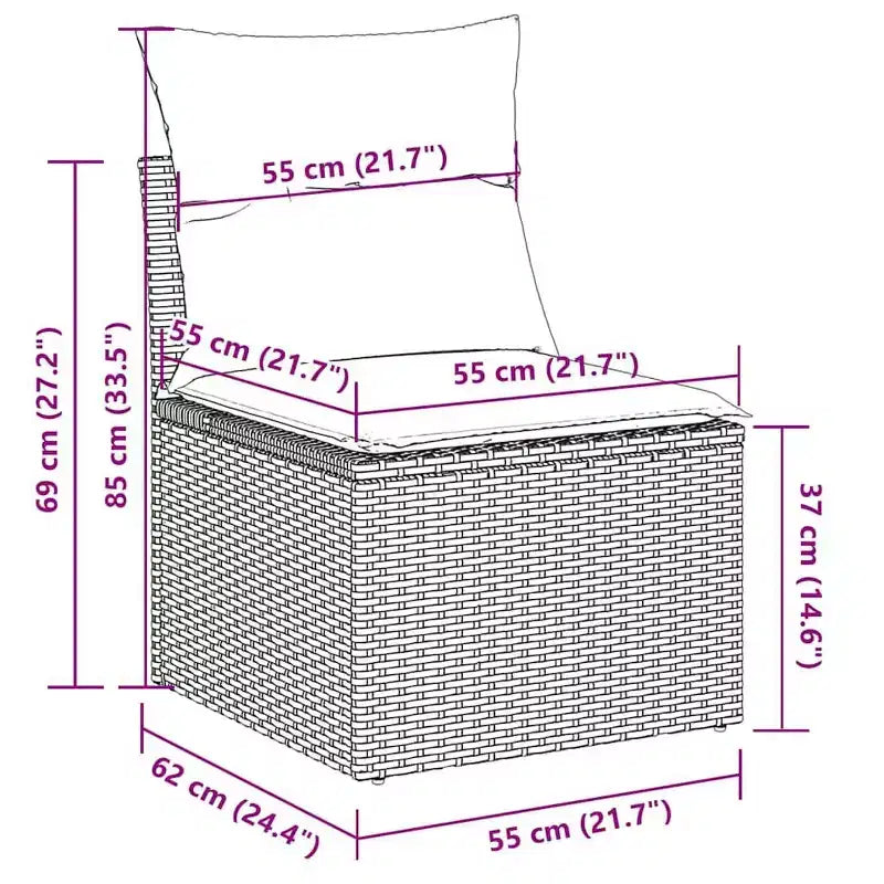 Canapé de jardin modulable avec coussins de différentes couleurs