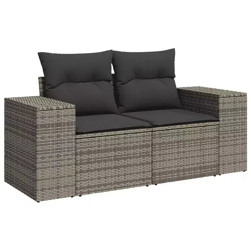 Canapé de jardin modulable avec coussins de différentes couleurs