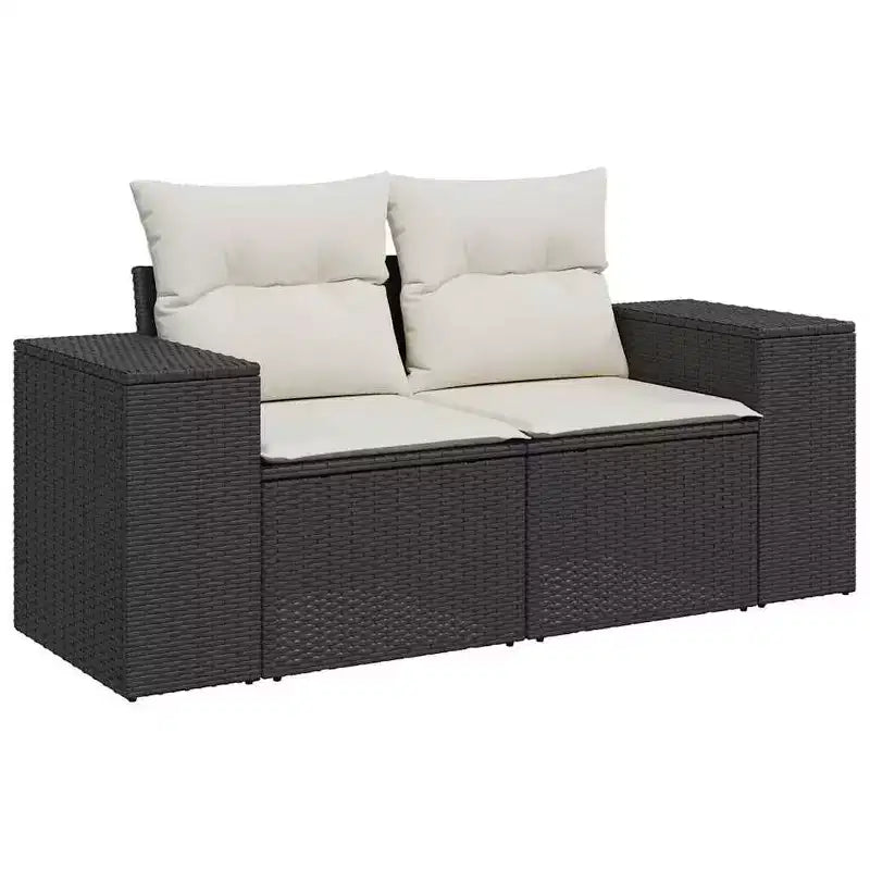 Canapé de jardin modulable avec coussins de différentes couleurs