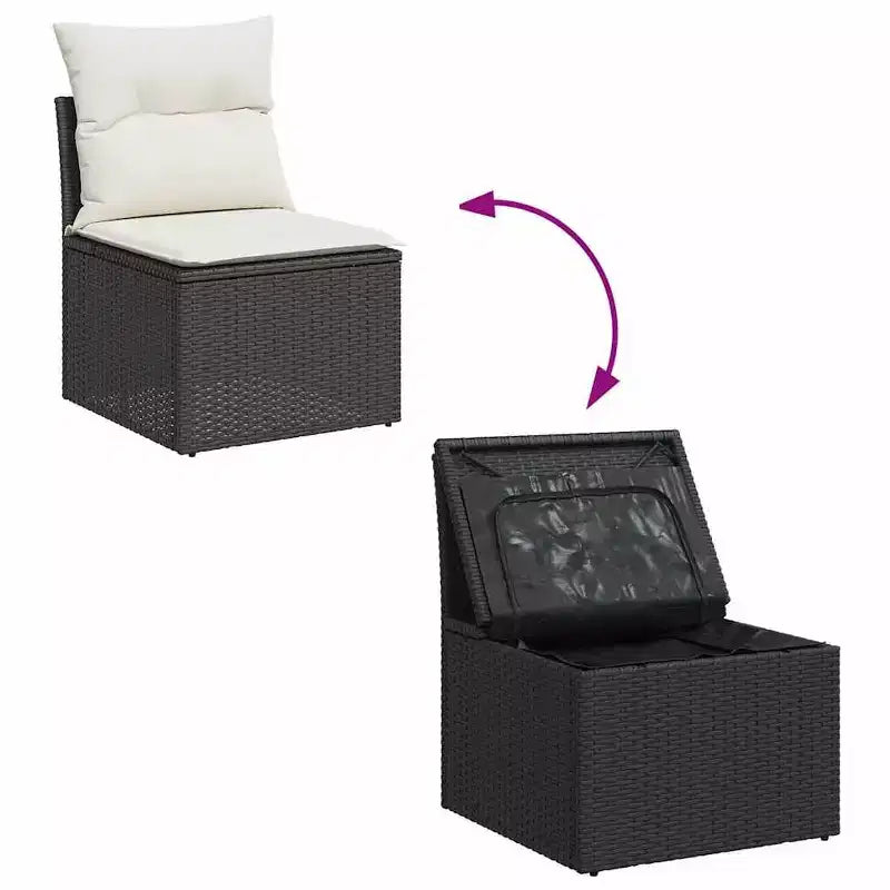 Canapé de jardin modulable avec coussins de différentes couleurs