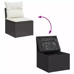 Canapé de jardin modulable avec coussins de différentes couleurs