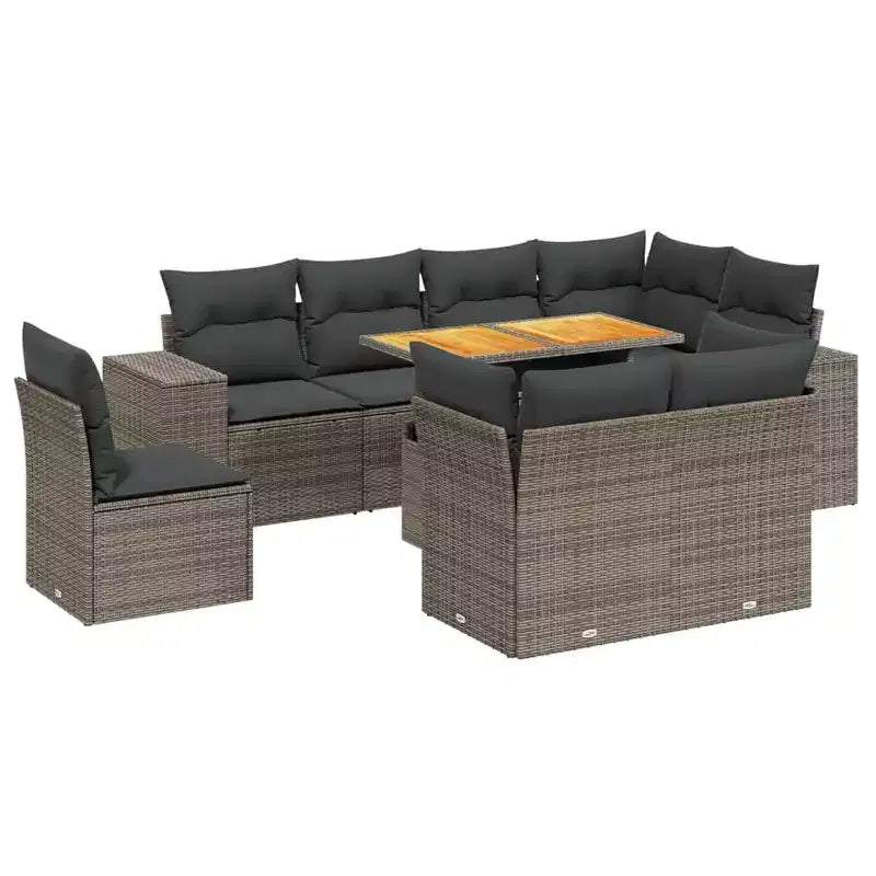 Canapé de jardin modulable avec coussins de différentes couleurs