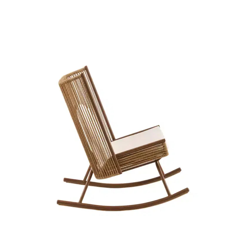 Ensemble repas de patio 3 pièces style ferme avec table en bois d'acacia et chaises à bascule en fer