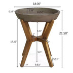 Ensemble repas de patio 3 pièces style ferme avec table en bois d'acacia et chaises à bascule en fer
