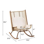 Ensemble repas de patio 3 pièces style ferme avec table en bois d'acacia et chaises à bascule en fer