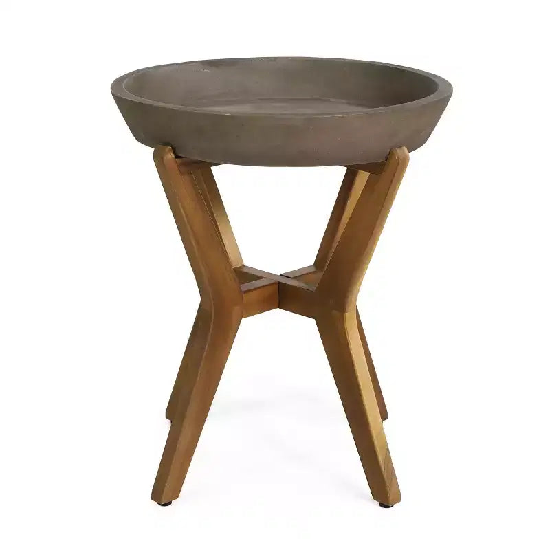 Ensemble repas de patio 3 pièces style ferme avec table en bois d'acacia et chaises à bascule en fer