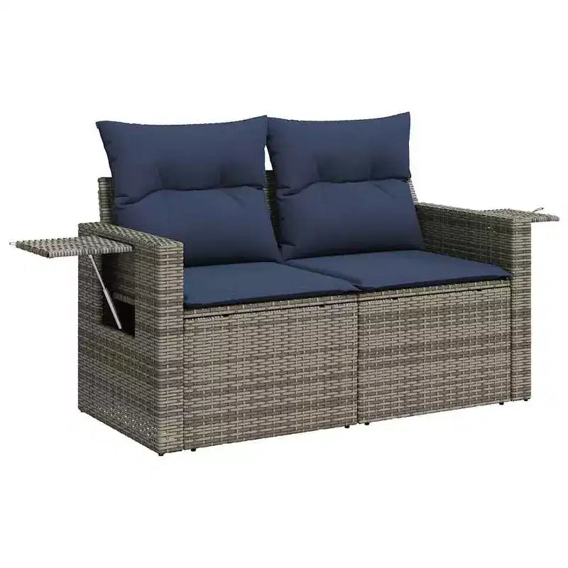 Ensemble de canapés de jardin 6 pièces avec coussins en poly rotin gris