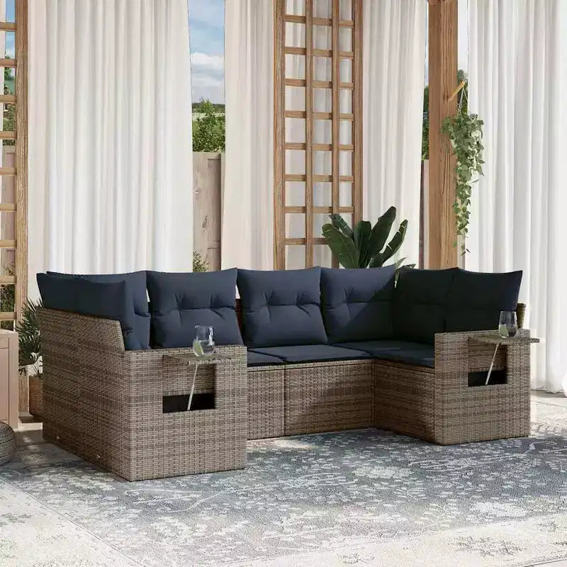 Salon de jardin en rotin synthétique avec coussins