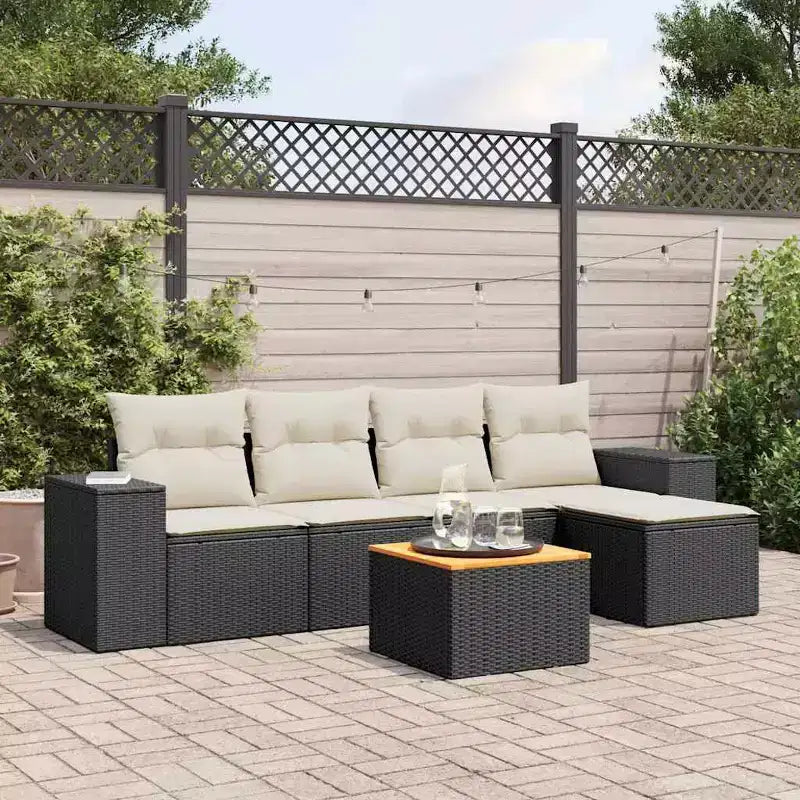 Ensemble de canapés de patio avec coussins, mobilier d'extérieur en poly rotin