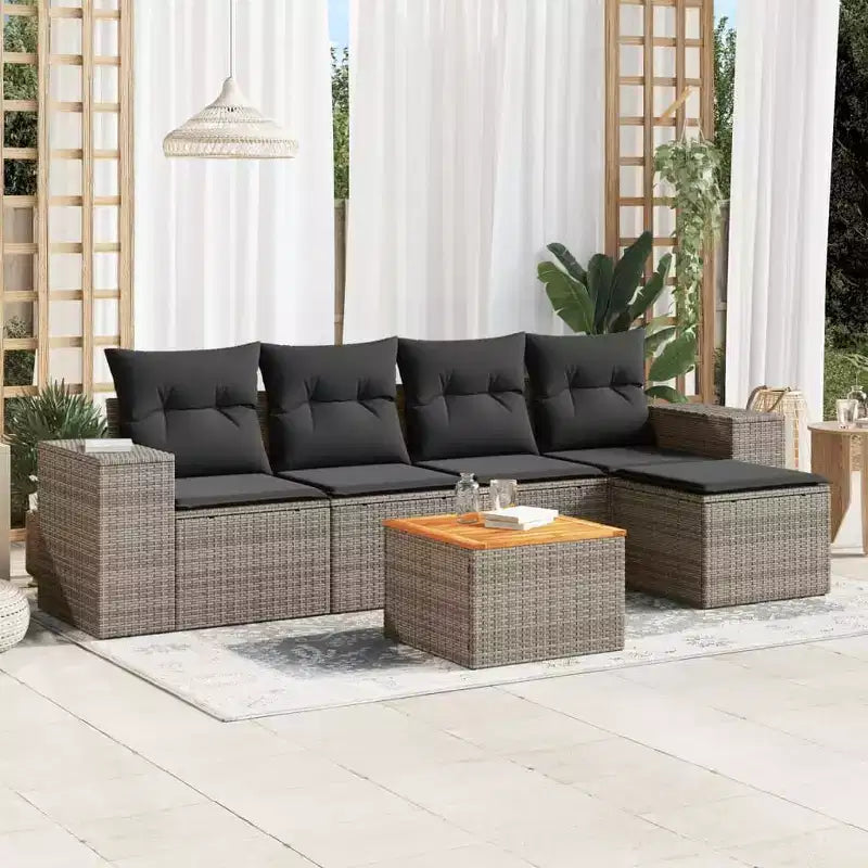 Ensemble de canapés de patio avec coussins, mobilier d'extérieur en poly rotin