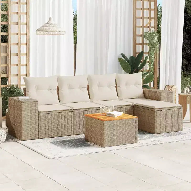 Ensemble de canapés de patio avec coussins, mobilier d'extérieur en poly rotin