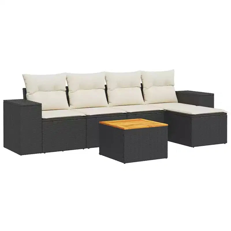 vidaXL Patio Sofa Set with Cushions Outdoor Furniture Poly Rattan