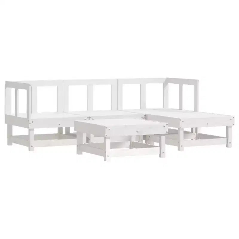 Ensemble de salon de patio d'extérieur 5 pièces en pin massif