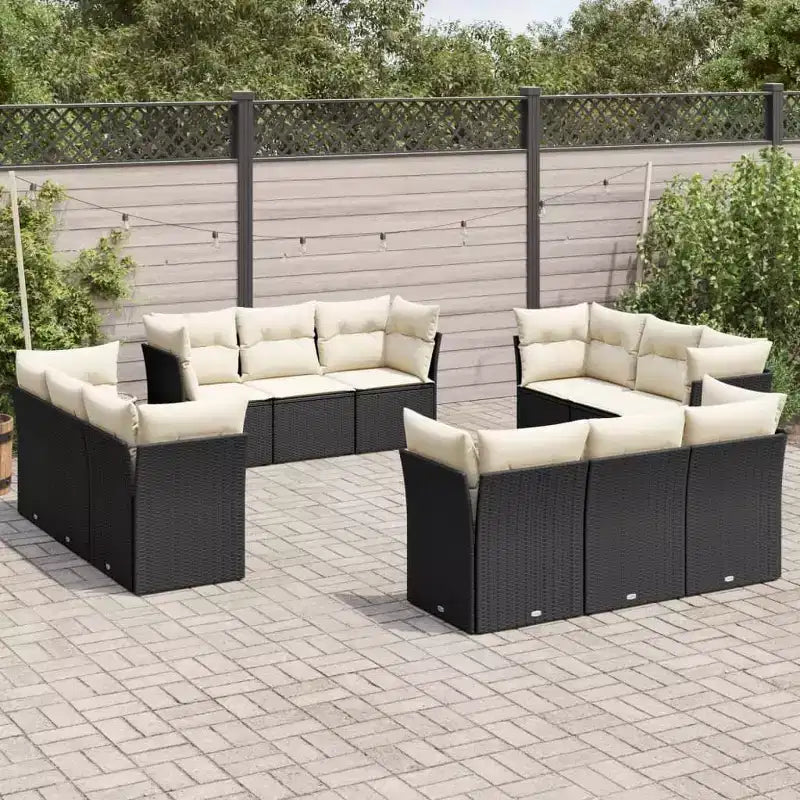 Grand ensemble de canapés de jardin modernes avec coussins en rotin synthétique