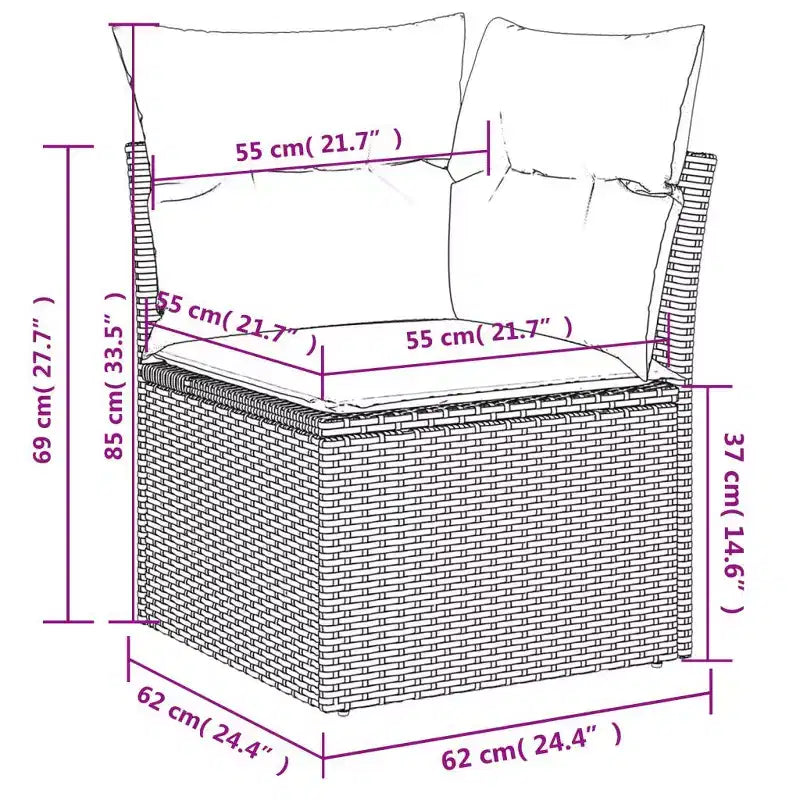 Grand ensemble de canapés de jardin modernes avec coussins en rotin synthétique
