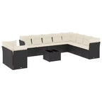 vidaXL Garden Sofa Set PE Rattan Large Adjustable Feet