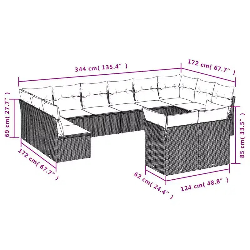 Grand salon de jardin modulaire en résine tressée
