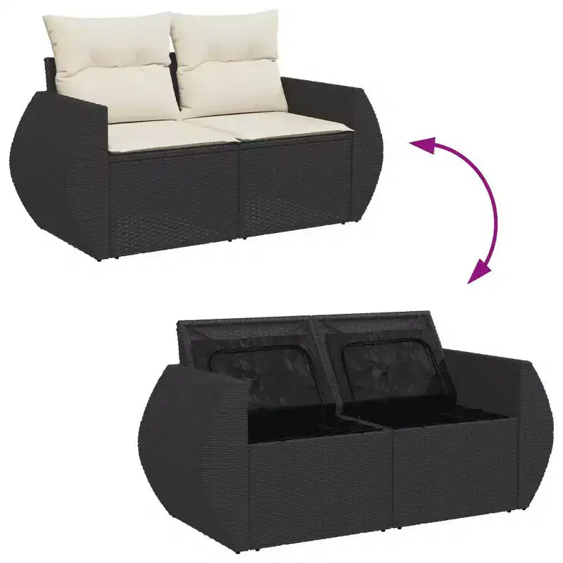 Ensemble de canapé de jardin modulable avec coussins et rangement