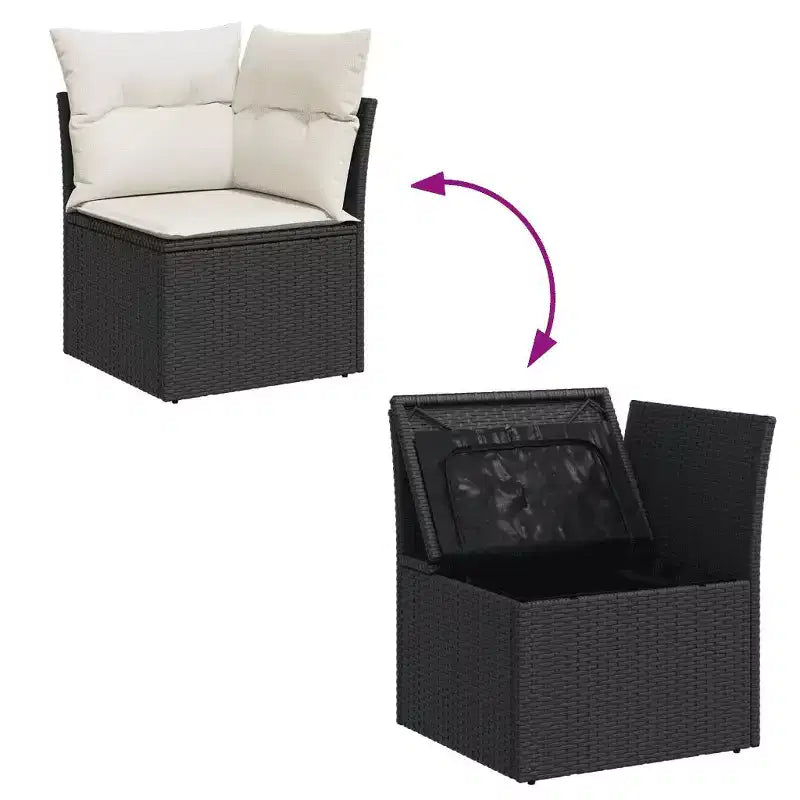 Ensemble de canapé de jardin modulable avec coussins et rangement