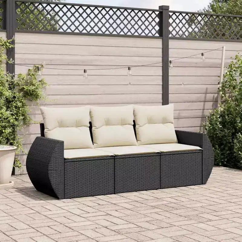 Ensemble de canapé de jardin en rotin synthétique et acier thermolaqué, de taille standard