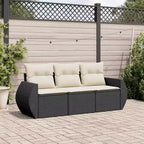 Ensemble de canapé de jardin en rotin synthétique et acier thermolaqué, de taille standard