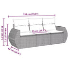 Ensemble de canapé de jardin en rotin synthétique et acier thermolaqué, de taille standard