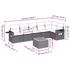 Ensemble de canapé de patio modulaire avec coussins de différentes couleurs