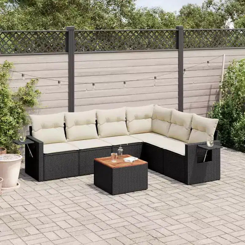 Ensemble de canapé de patio modulaire avec coussins de différentes couleurs