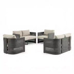 Ensemble de 4 pièces de salon de jardin moderne en aluminium avec coussins (table non incluse)