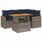 vidaXL Patio Sofa Set with Cushions Poly Rattan