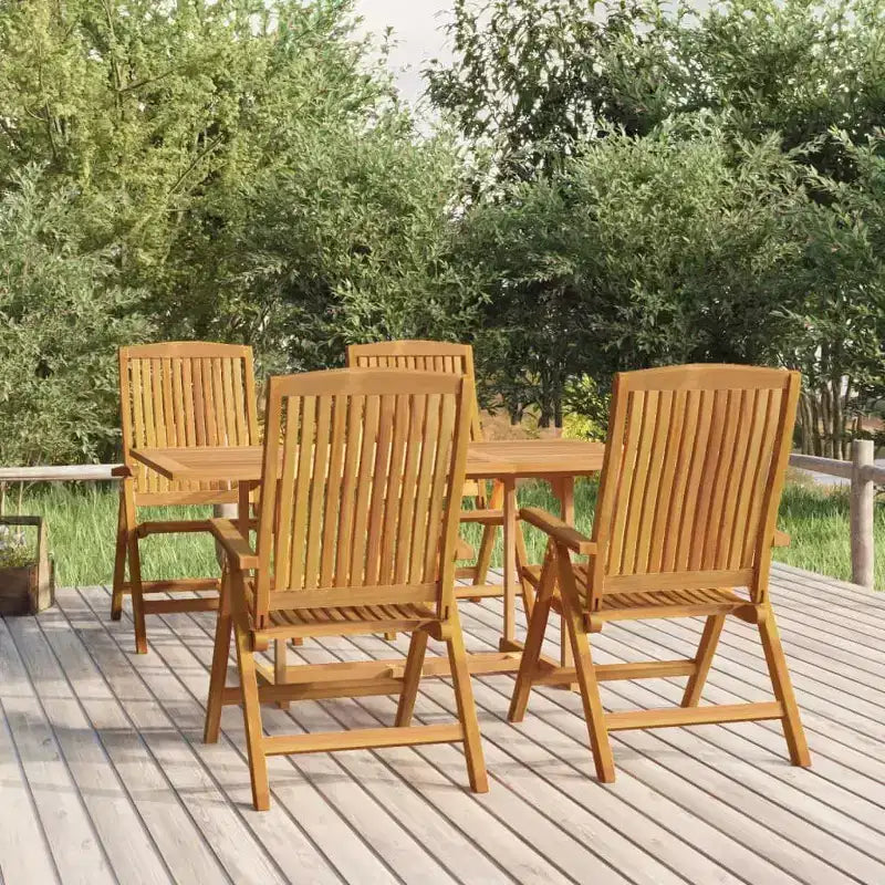 Ensemble de salle à manger de jardin en teck naturel, bois de teck massif, pliable, taille moyenne