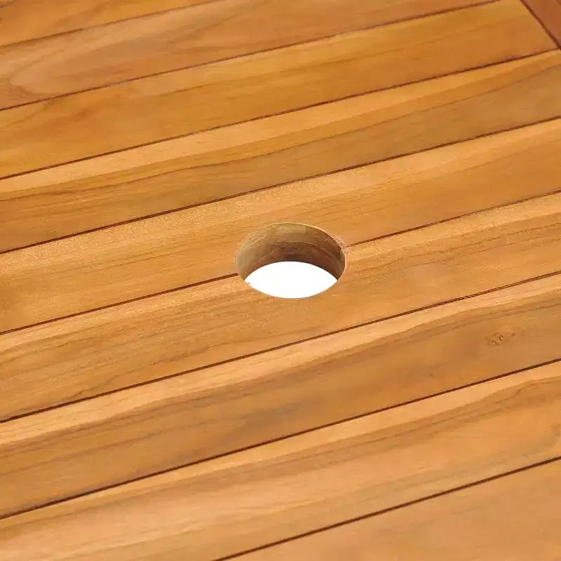Ensemble de salle à manger de jardin en teck naturel, bois de teck massif, pliable, taille moyenne