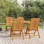 Ensemble de salle à manger de jardin en teck naturel, bois de teck massif, pliable, taille moyenne