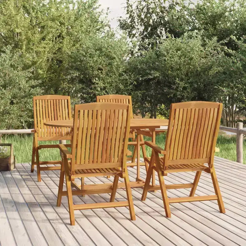 Ensemble de salle à manger de jardin en teck naturel, bois de teck massif, pliable, taille moyenne