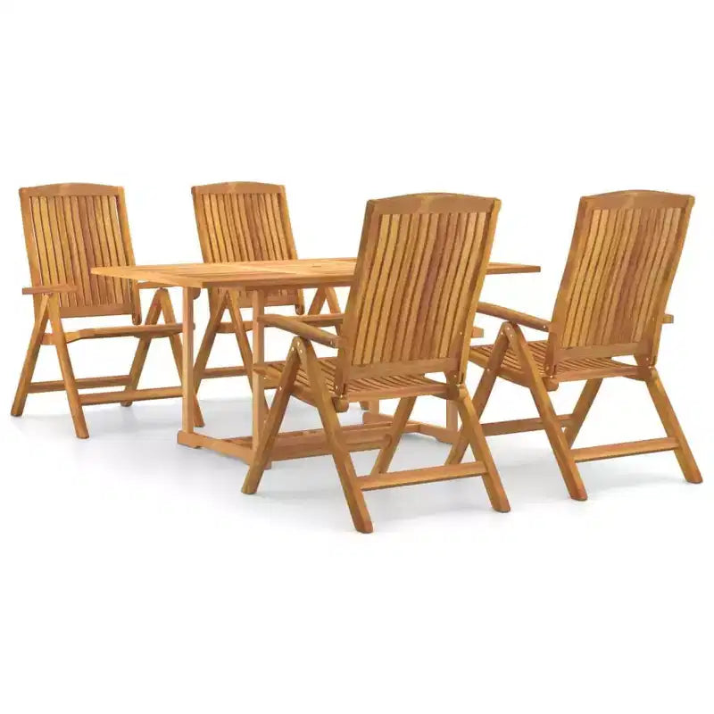 Ensemble de salle à manger de jardin en teck naturel, bois de teck massif, pliable, taille moyenne