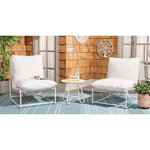 Ensemble de patio 3 pièces - Intérieur/Extérieur - Blanc/Beige