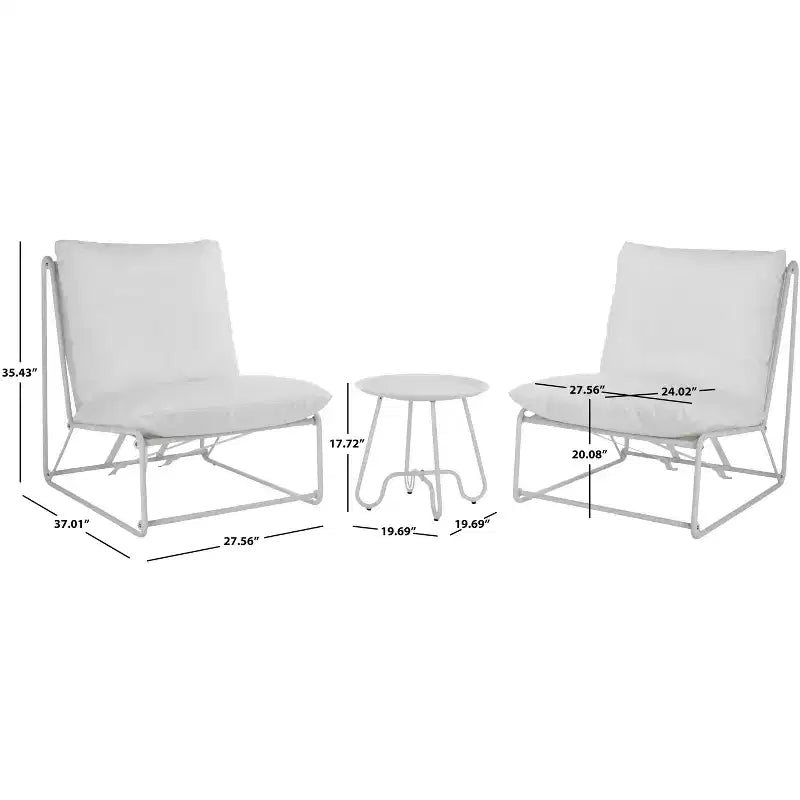Ensemble de patio 3 pièces - Intérieur/Extérieur - Blanc/Beige